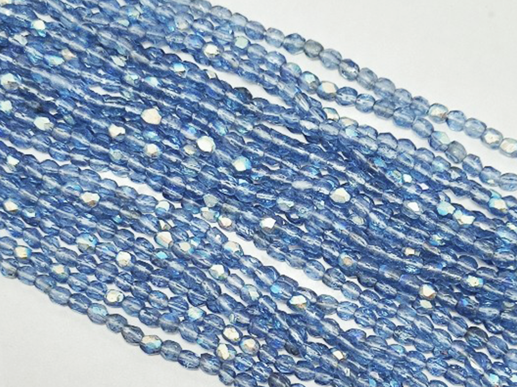 Blue Spherical Faceted Crystal Glass Beads