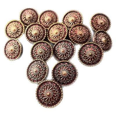 Brown Circular Plastic Buttons With Golden Design