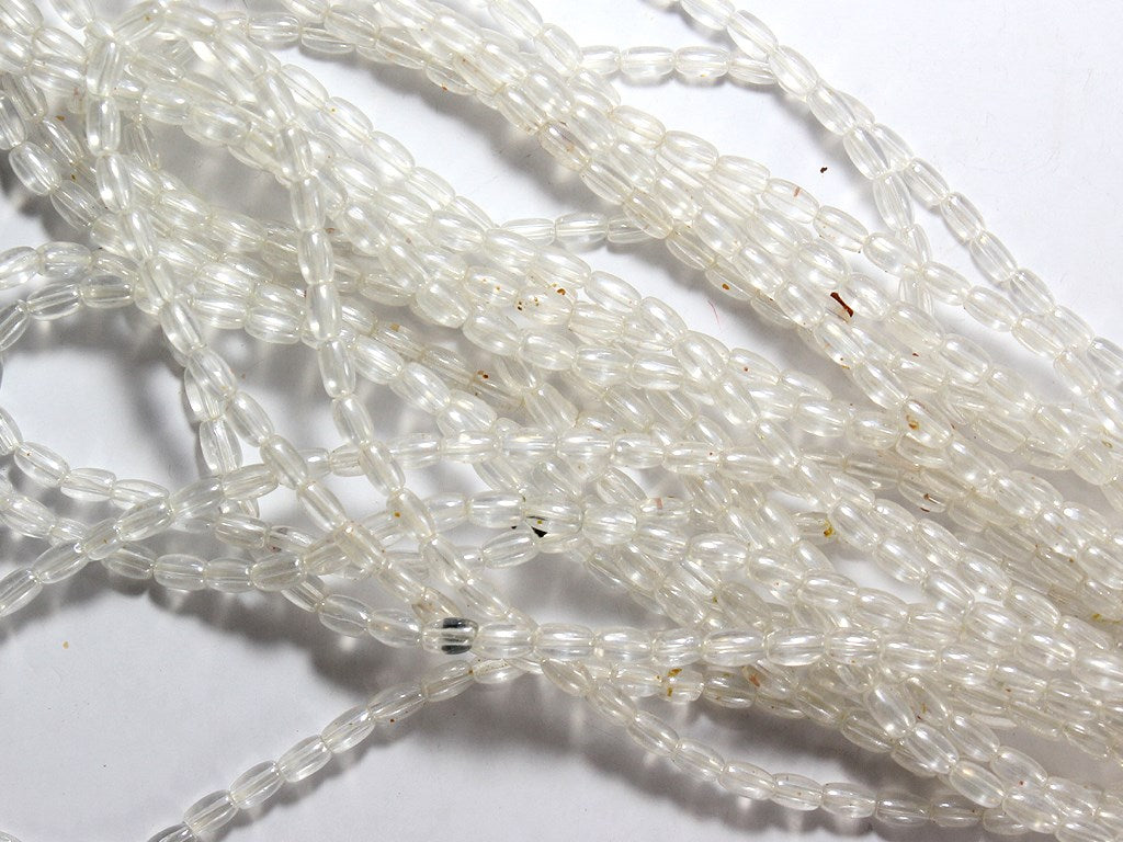 White Oval Pressed Glass Beads (1709210239010)