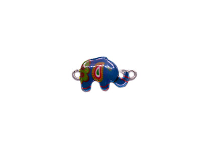 Blue Mutlicolour Elephant Shaped Metal Charms