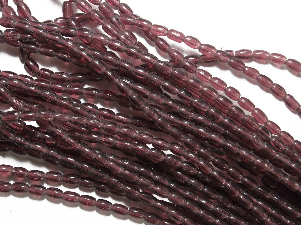 Wine Red Oval Pressed Glass Beads (1709210304546)