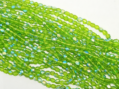 Green Spherical Faceted Crystal Glass Beads