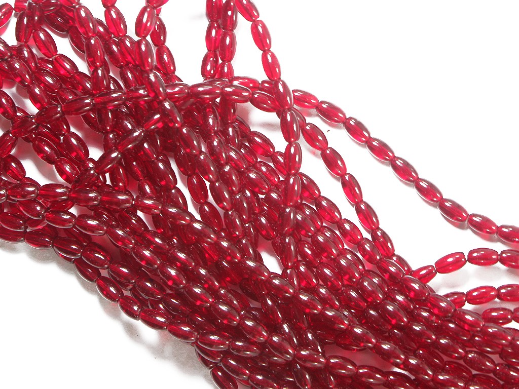 Maroon Oval Pressed Glass Beads (1709210337314)