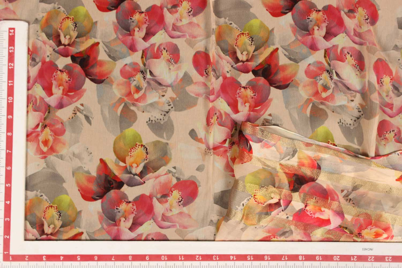 Multicolour Printed Chiffon Fabric