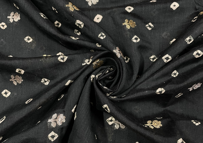 Black Traditional Chenia Silk Zari Fabric