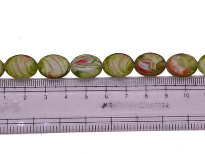 Green White and Red Double Tone Designer Glass Beads