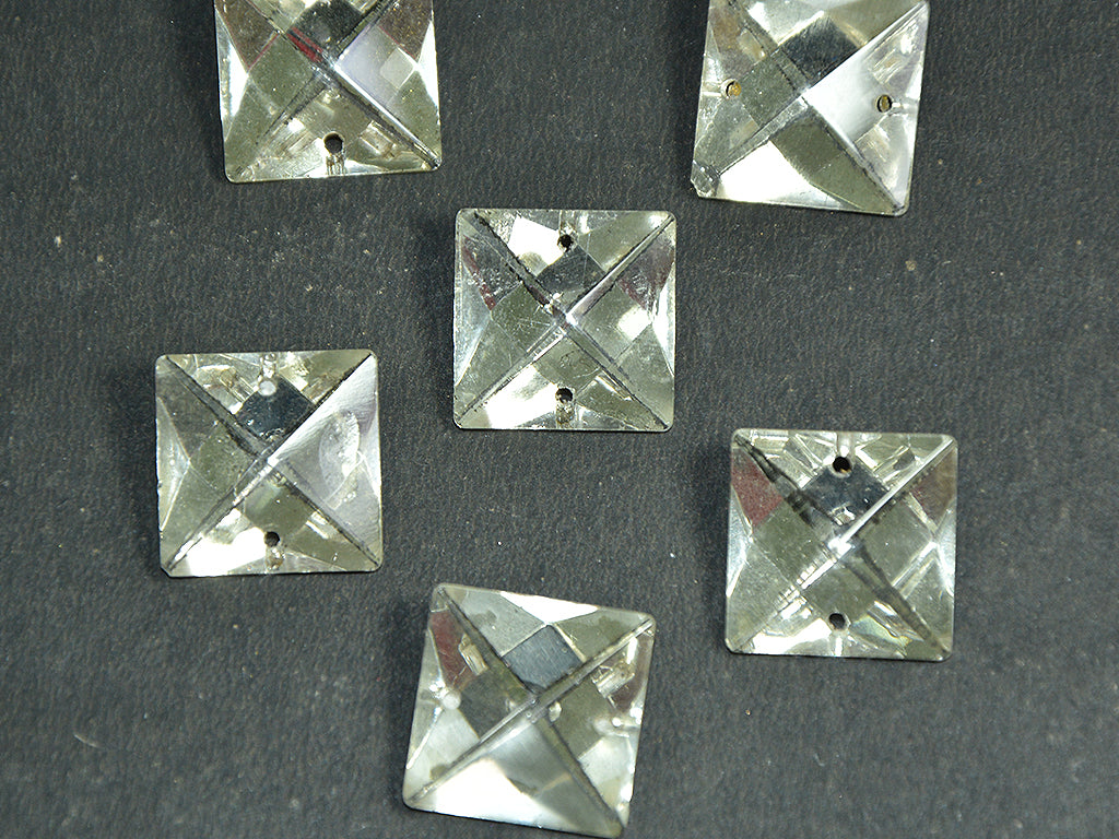 Square Transparent 2 Hole Glass Stones 1