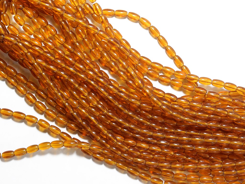 Golden Oval Pressed Glass Beads (1709210435618)