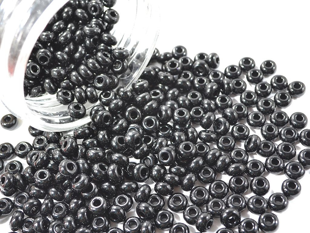 Black Opaque 2/0 Preciosa Seed Beads | The Design Cart (3842141028386)