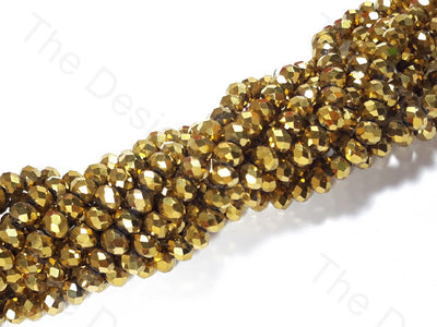 Golden Metallic Rondelle Faceted Crystal Beads | The Design Cart (3669240807458)