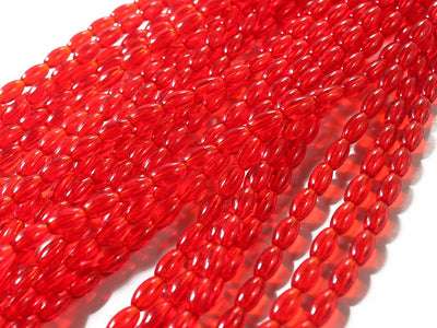 Red Oval Pressed Glass Beads (1709210468386)