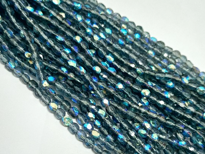 Gray Spherical Faceted Crystal Glass Beads