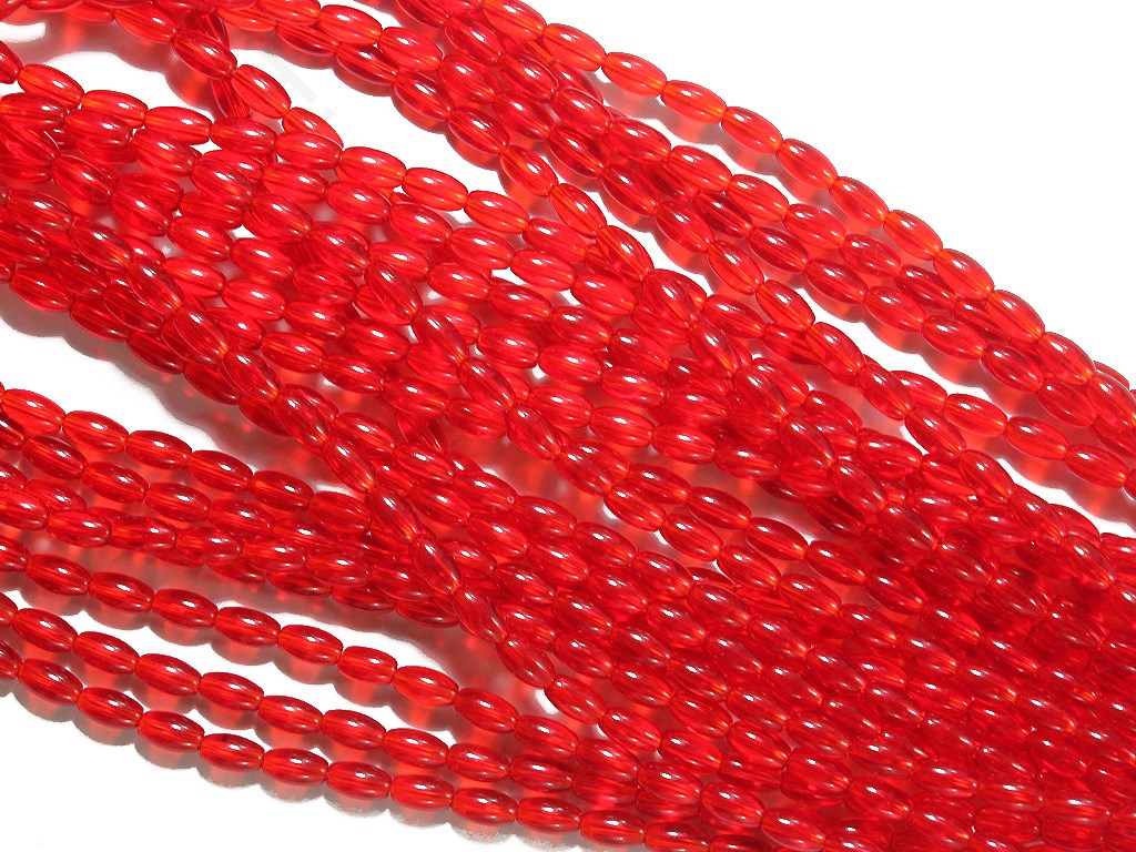 Red Oval Pressed Glass Beads (1709210468386)