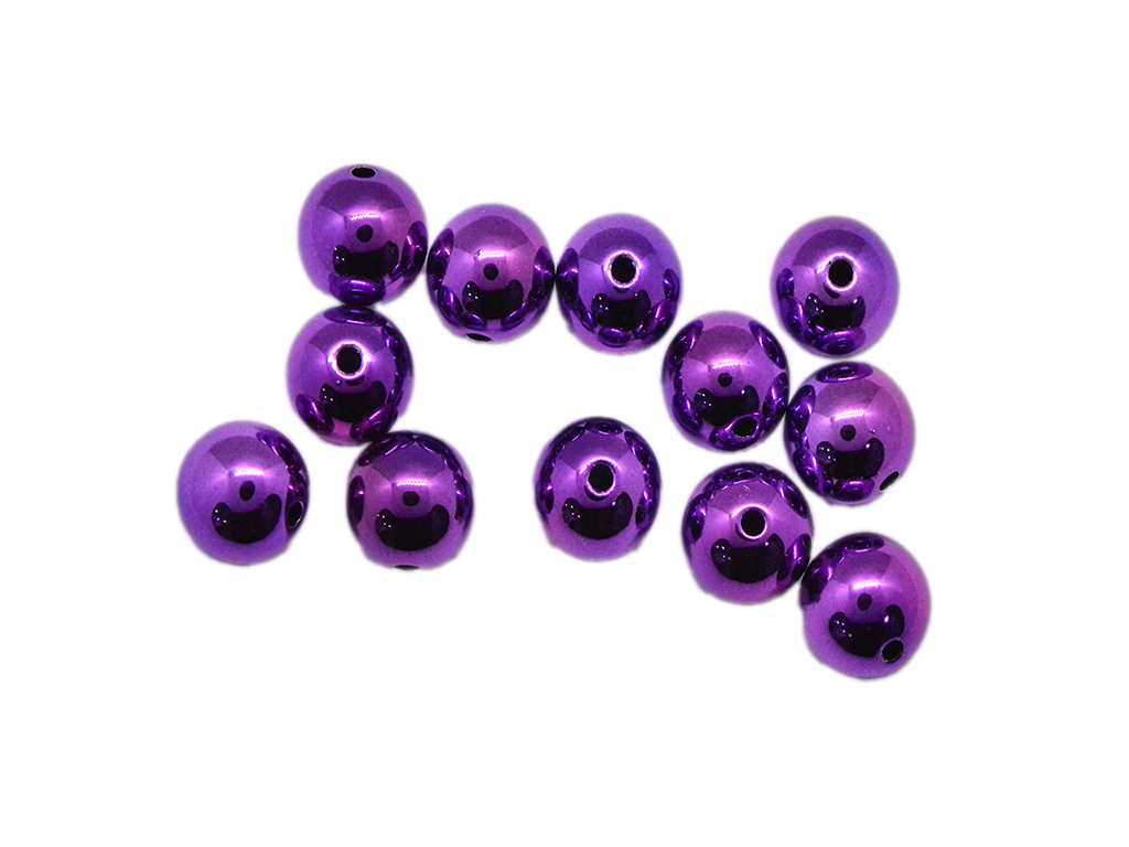 Purple Circular Plastic Acrylic Beads 10mm