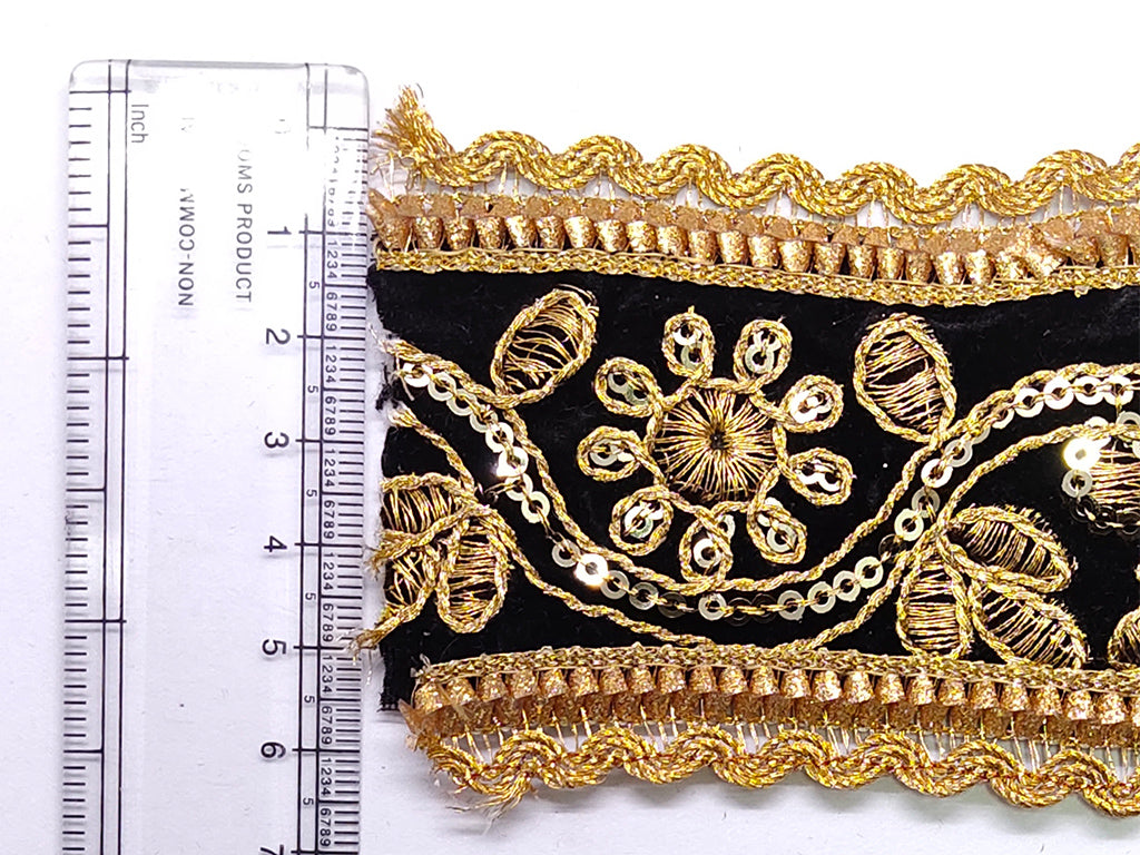 Black & Golden Sequins Embroidered Border