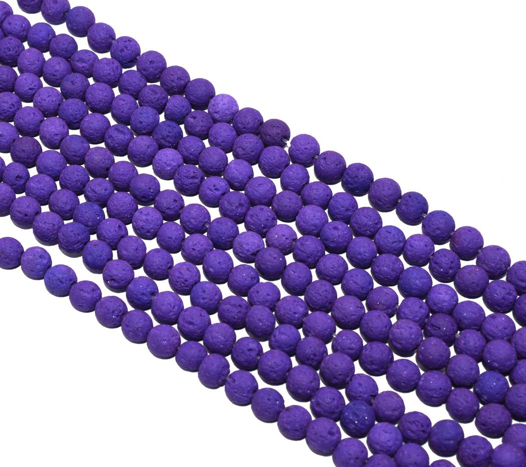 Purple Circular Natural Stone Lava Beads