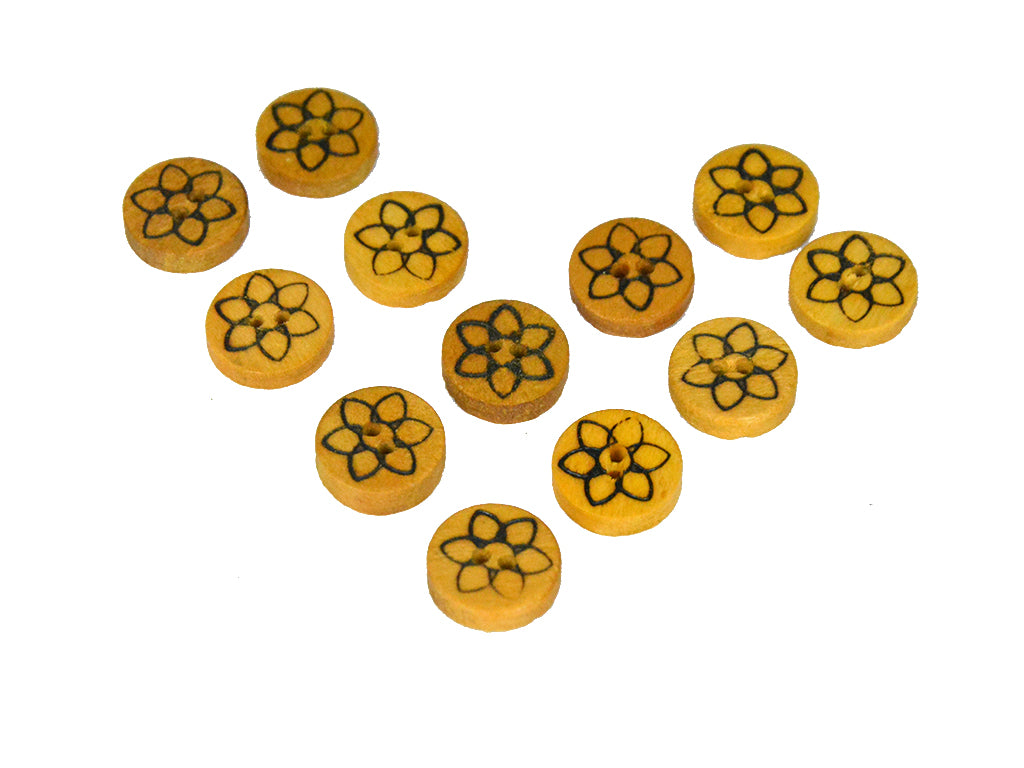 Floral Printed 2 Hole Wooden Buttons 5