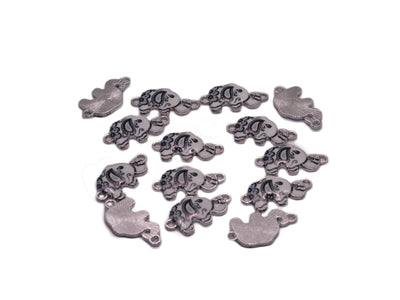 Black and White Elephant Shaped Metal Charms