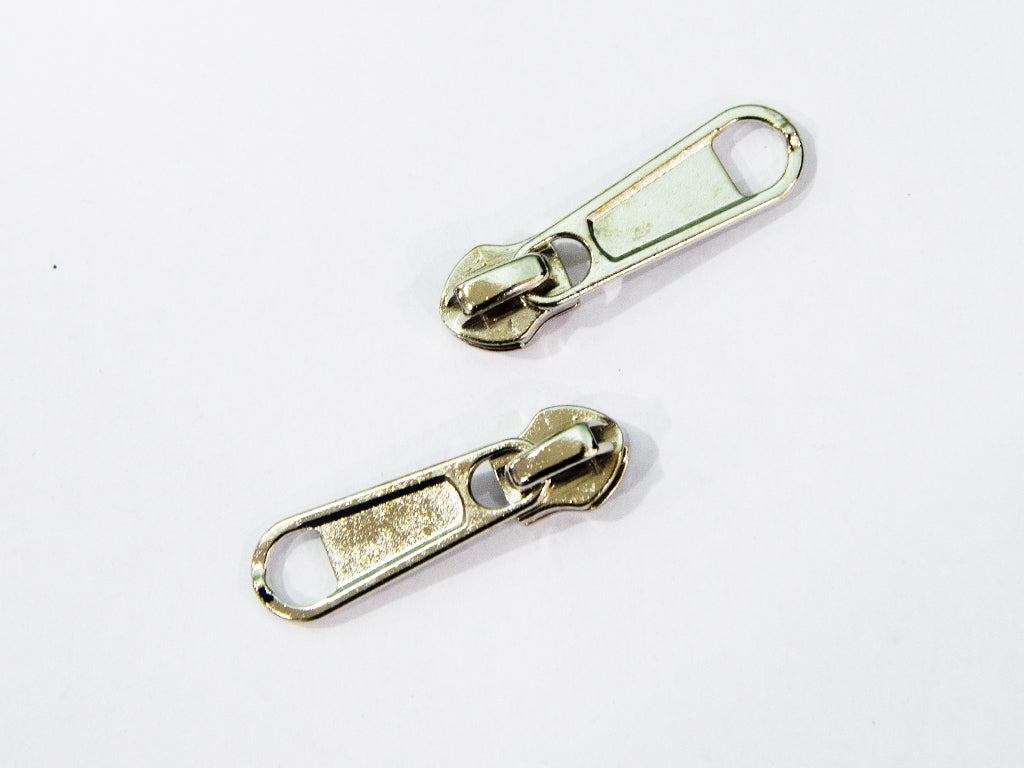 Silver Nickel Metal Zipper Sliders / Pull Tabs