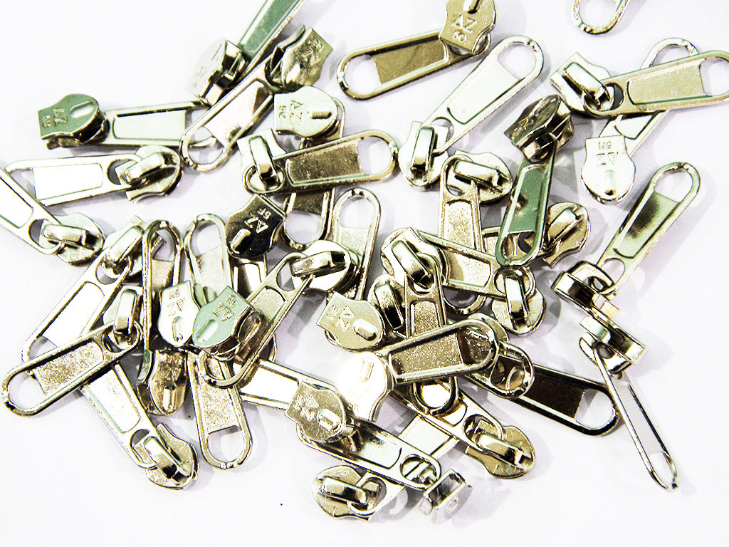 Silver Nickel Metal Zipper Sliders / Pull Tabs