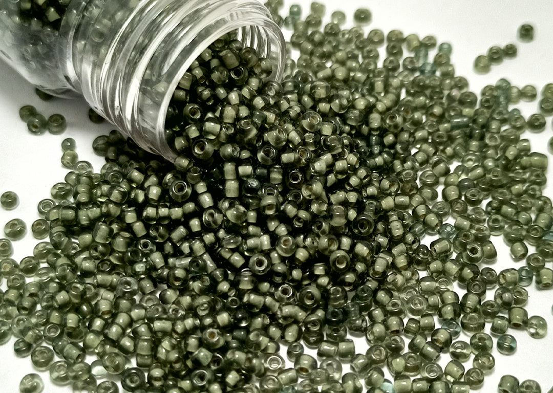 Olive Green Inside Dyed Round Rocailles Glass Seed Beads