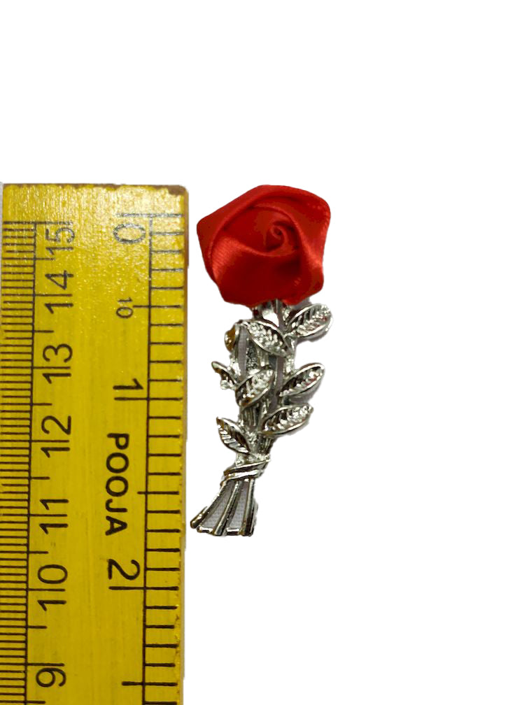 Bright Red Rose Designer Brooch