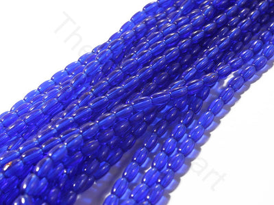 Dark Blue 1 Oval Pressed Glass Beads (1709210632226)