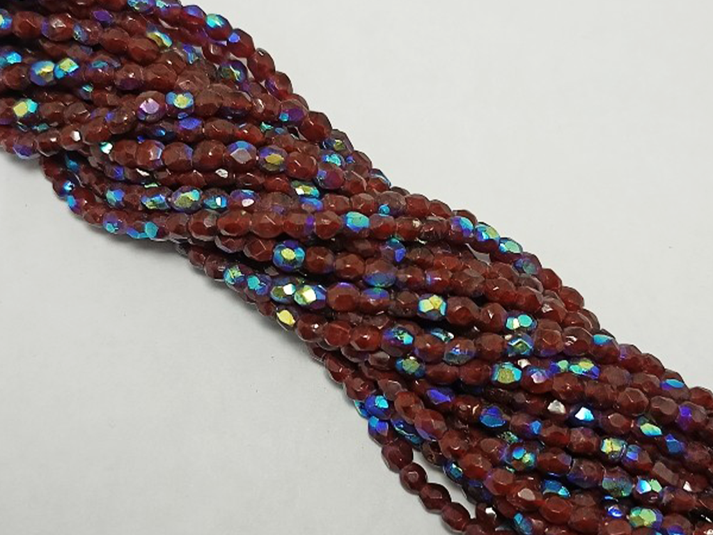 Maroon Spherical Faceted Crystal Glass Beads