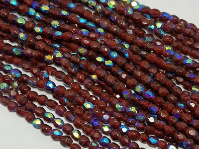 Maroon Spherical Faceted Crystal Glass Beads