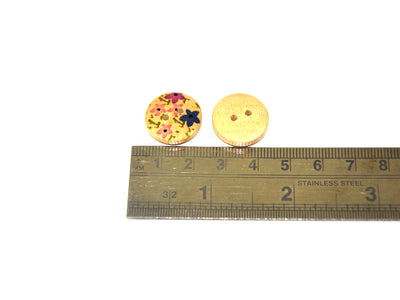 Multicolour Floral Printed 2 Hole Wooden Buttons3