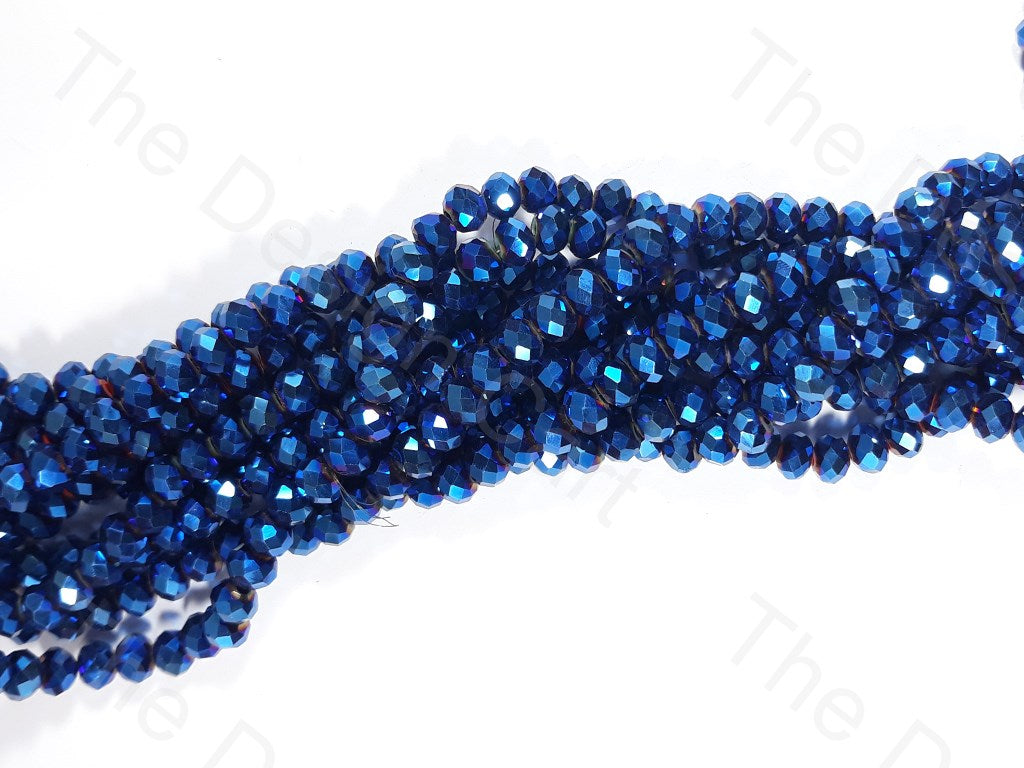 Blue Metallic Rondelle Faceted Crystal Beads | The Design Cart (3669242216482)