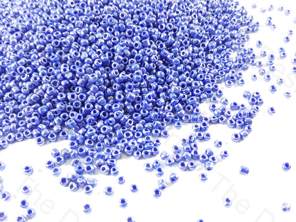 Blue Opaque Lustre Round Glass Seed Beads (1620432584738)