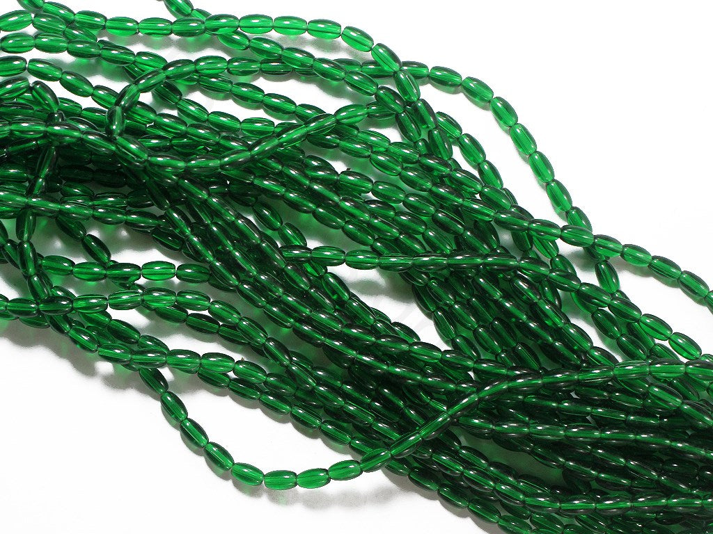 Dark Green 1 Oval Pressed Glass Beads (1709210664994)