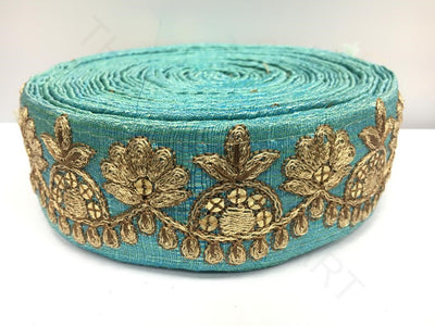 Light Blue Zari Work Embroidered Laces | The Design Cart (3825565597730)