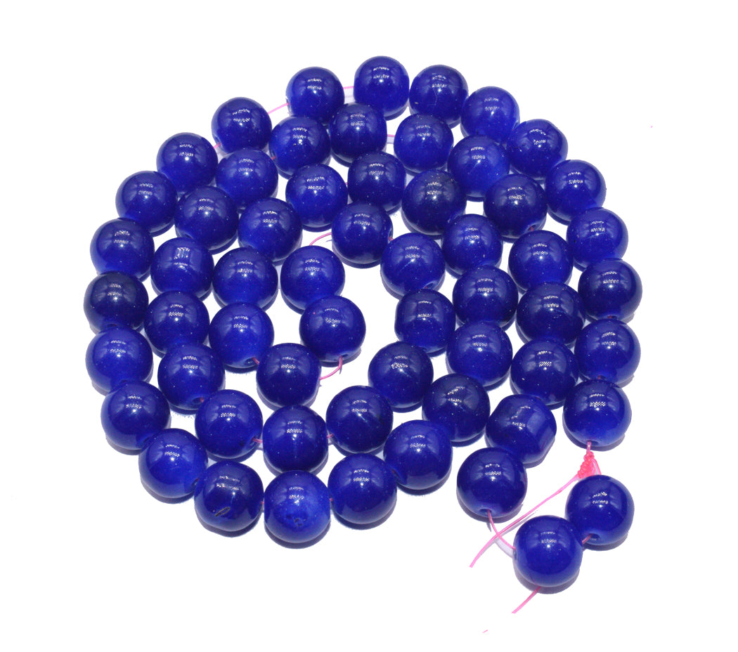 Dark Blue Round Painted Glass Beads