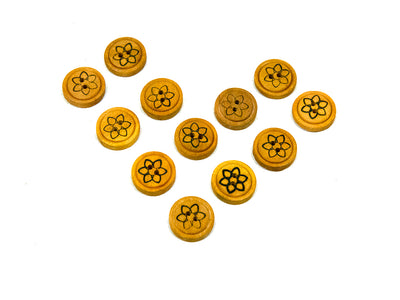 Floral Printed Wooden Buttons 2