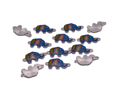 Blue Mutlicolour Elephant Shaped Metal Charms