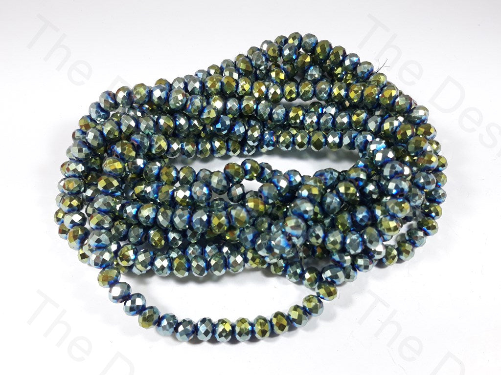 Green Metallic Rondelle Faceted Crystal Beads | The Design Cart (3669243887650)