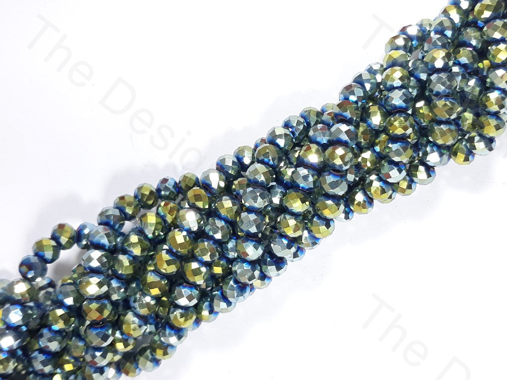 Green Metallic Rondelle Faceted Crystal Beads | The Design Cart (3669243887650)