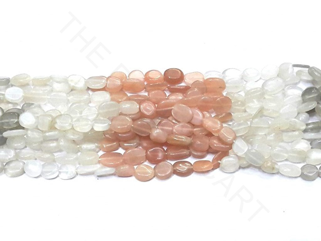 Peach White Gray Oval Semi Precious Stones | The Design Cart (4333694746693)