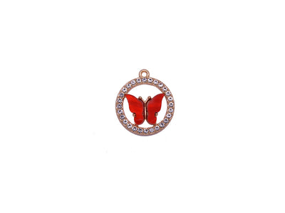 Red Butterfly Shaped Metal Resin Charms