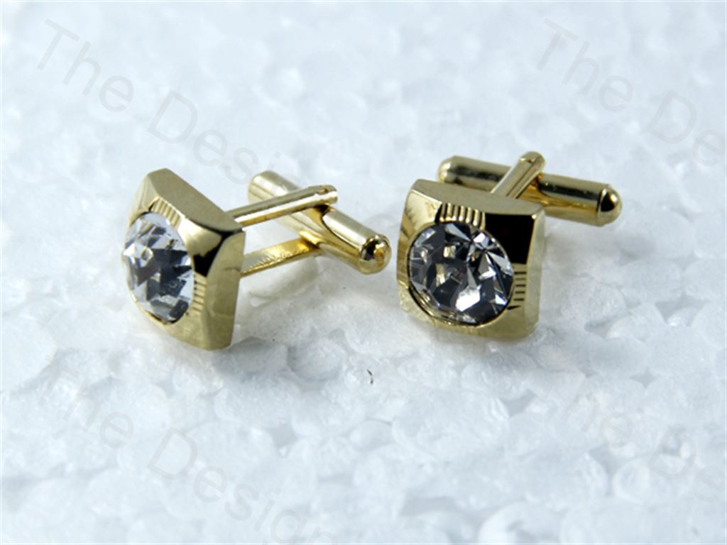 square-big-silver-stone-design-golden-metallic-cufflinks