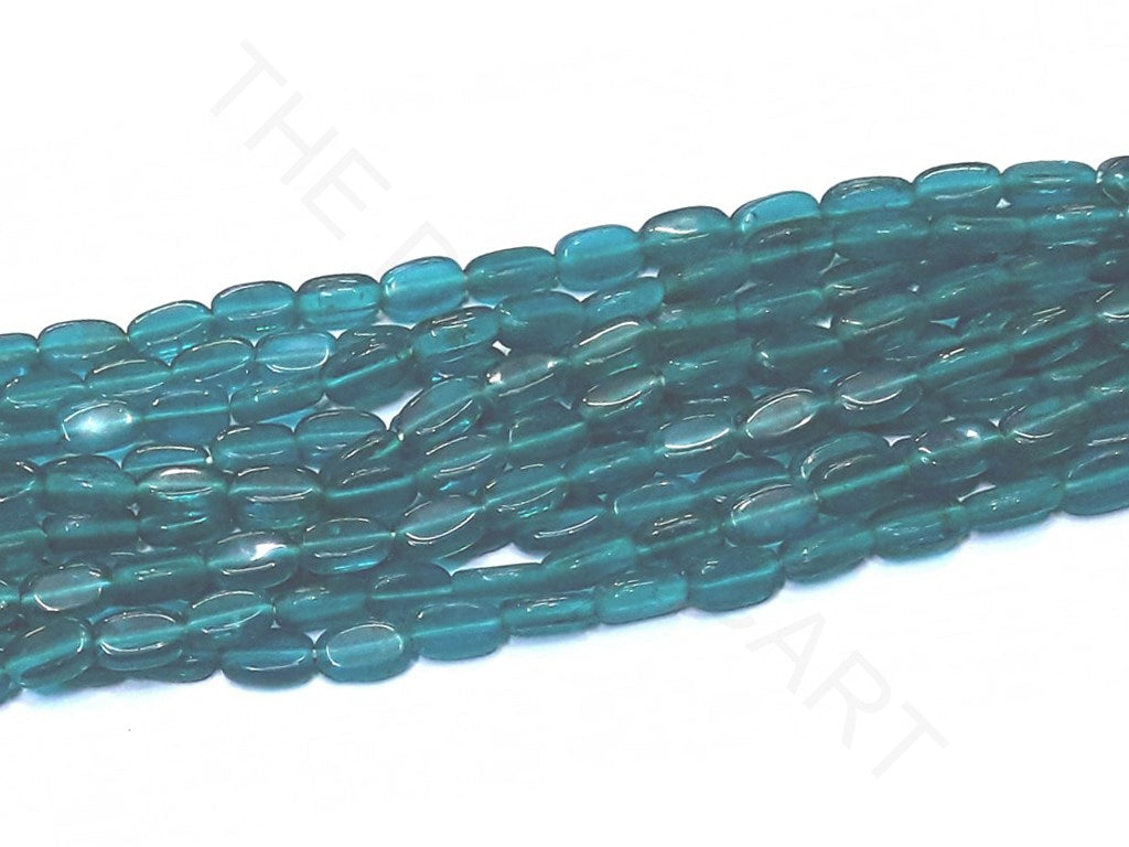 Blue Green Oval Glass Beads | The Design Cart (4333694877765)