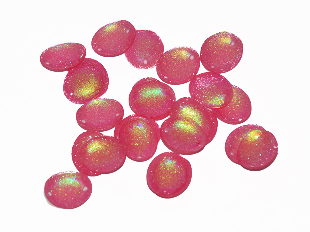 Hot Pink Rainbow Hole Oval Plastic Sequins