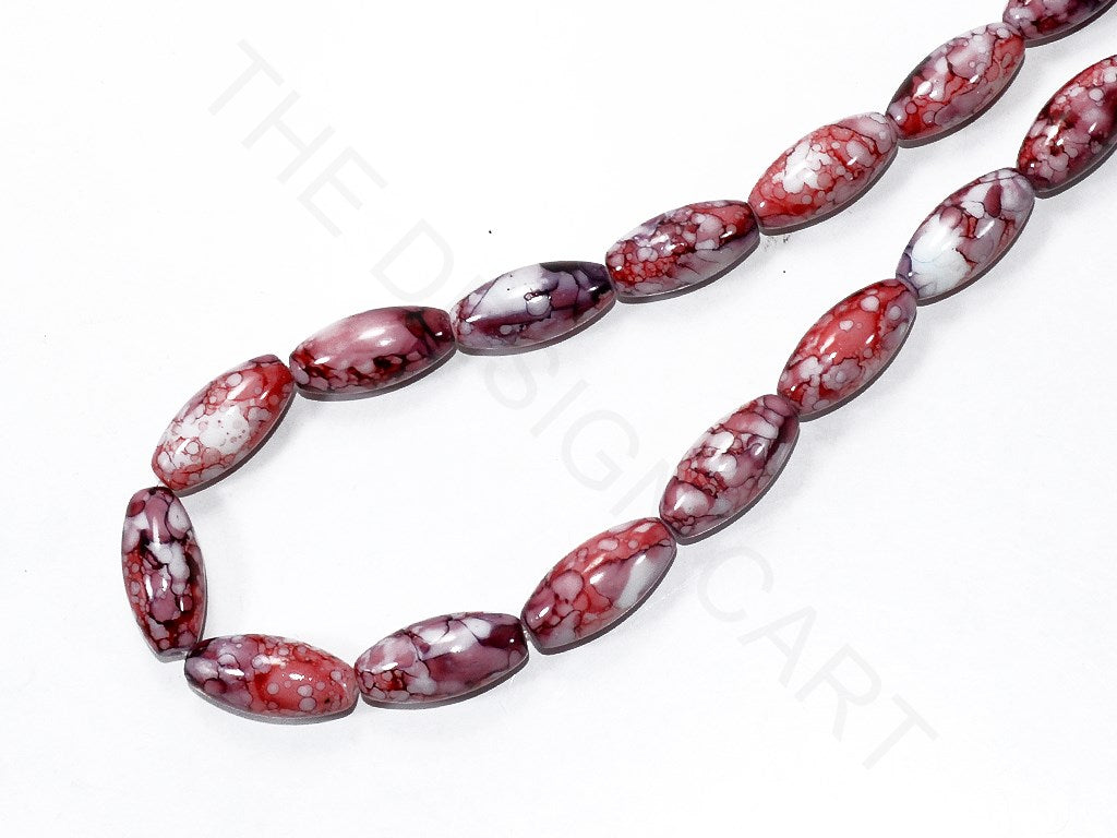 Red White Oval Glass Pearls | The Design Cart (3785180413986)