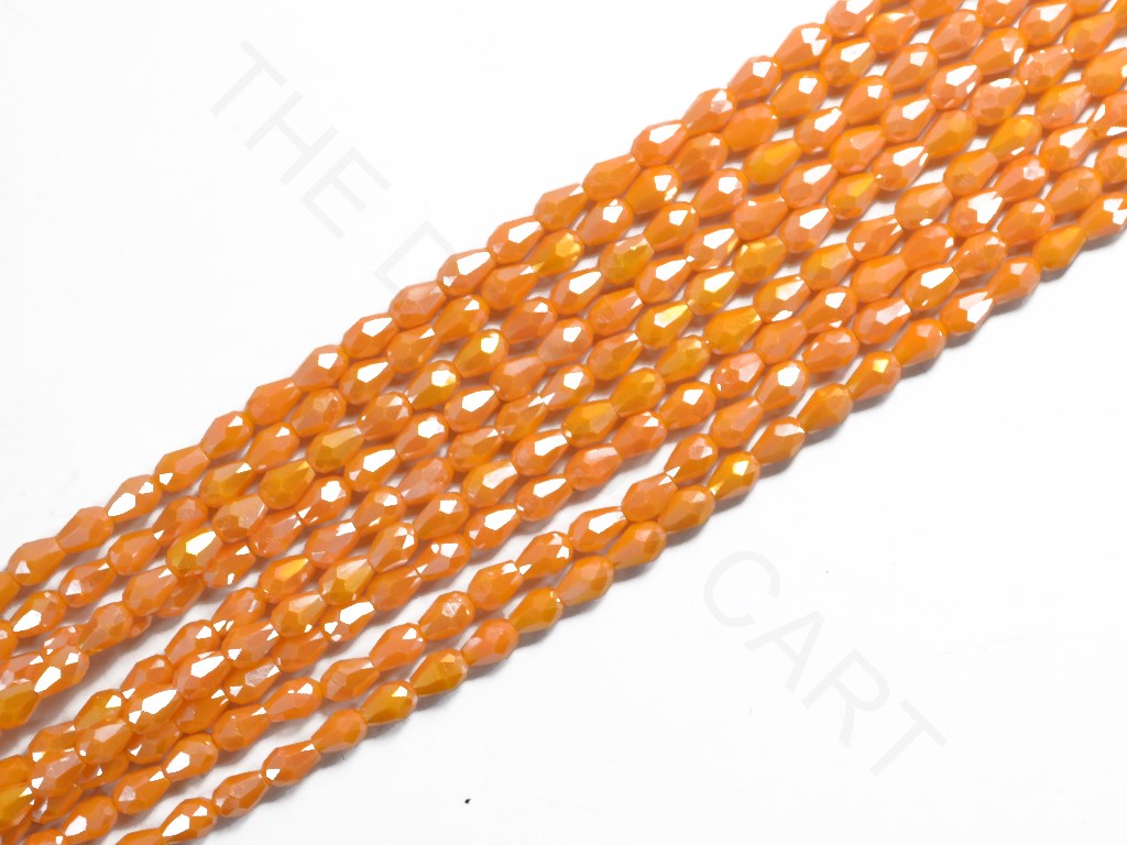 Lustrous Light Orange Opaque Drop / Briolette Crystal Beads | The Design Cart (4079157280802)