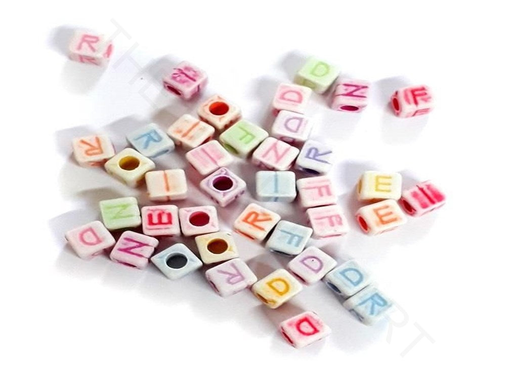 Multicolour Cubical Alphabet Acrylic Beads | The Design Cart (4345323421765) (4576623853637)