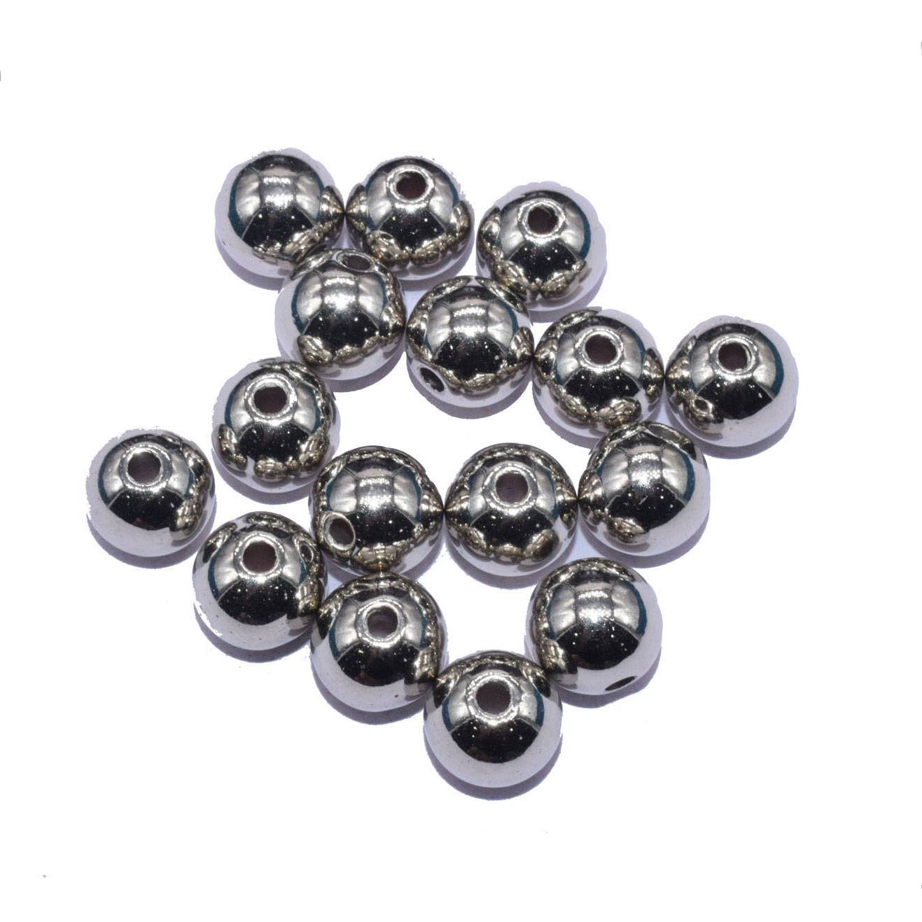 Silver Designer Spherical Acrylic Beads - 8x8 mm