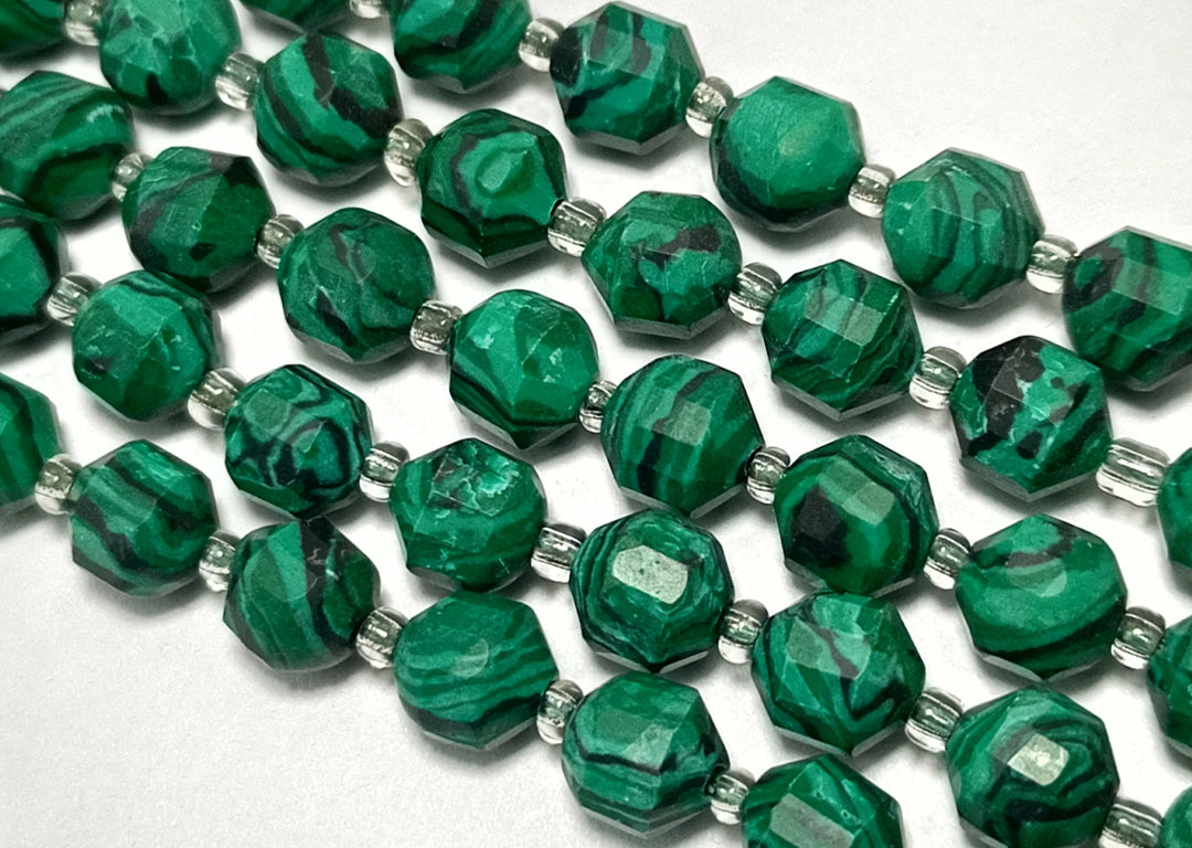Dark Green Quartz Stone Octagonal Beads