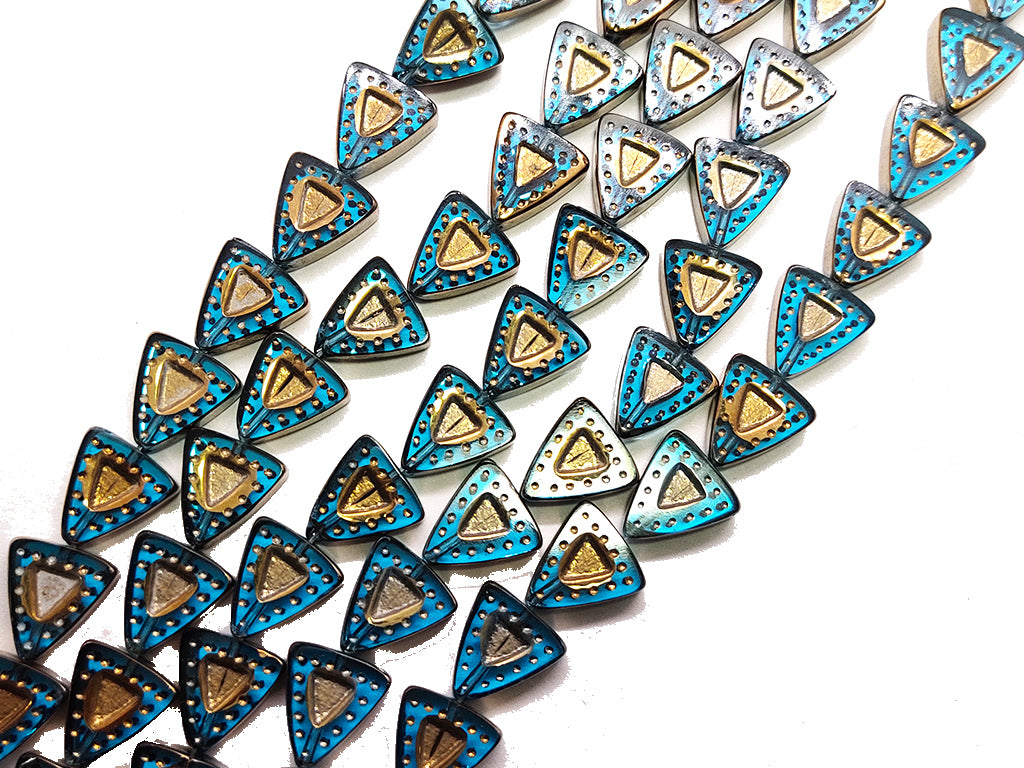 Blue Triangle Crystal Beads